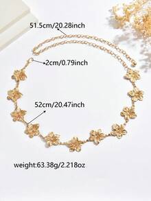 1pc Gold Minimalist Bohemian Style Camellia Smiling Face Luxury Design Waist Chain, Suitable For Weddings, Parties, Festivals Like Thanksgiving, Halloween, Christmas, Galas, And Daily Wear. Great Gift For Friends And Loved Ones - Gold - View 7