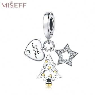 1 件正品 S925 纯银圣诞快乐吊坠圣诞树吊坠原创手链项链 DIY 珠宝制作适合珠宝装饰圣诞礼物