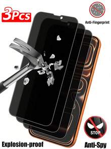 3 pezzi Pellicola protettiva in vetro temperato 9H, adatta per iPhone 11/12/13/14/15/16/17/17 Air/17 Pro/17 Pro Max, anti-graffio, anti-impronta, anti-sbirciata, compatibile con custodie per telefono, copertura completa dello schermo