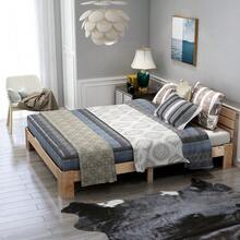 Wooden Double Bed With Headboard In Bed Frame With Slatted Base - 200 X 140 Cm Solid Wood Solid Double Bed Can Be Used As A Bed In Pine - Red and White - View 2