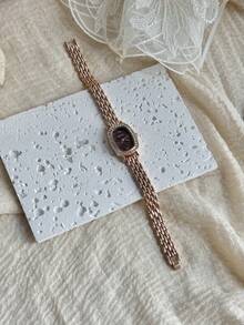 1pc Gold/Silver Women's Watch Simple, New Rhinestone Wine Barrel Dial Atmospheric, Fashionable, Casual, Versatile, Quartz Watch Suitable For Everyday Decoration