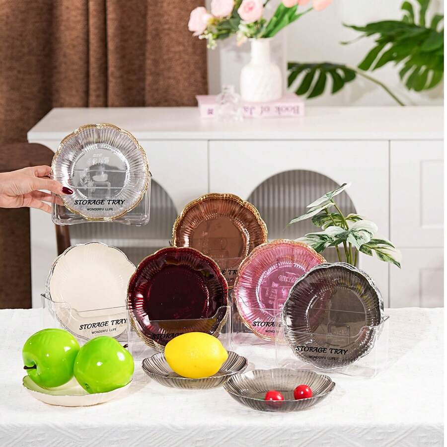 Plastic PET Material, Durable And Shatter-Resistant, Home Bone Dish, Tabletop Trash Storage Tray, Suitable For Desserts, Snacks, Candies, Bread, Cakes, Breakfast, Suitable For Various Holidays, Festivals, Weddings, Parties, Dinners, Suitable For Daily Home Use, Suitable For Desktop Decoration, Organization, Storage, Reusable - Flower Type - View 1