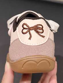 Zapatillas deportivas casuales con suela blanda para niñas, zapatos deportivos casuales para niños con moño, aptos para todas las estaciones