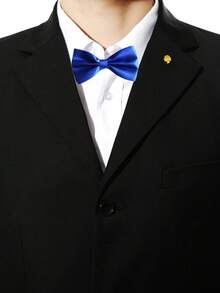 1 pezzo Papillon blu tinta unita in poliestere da uomo, versatile per uso quotidiano e per matrimoni/feste