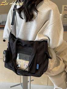 [US-Based Shipping]New Canvas Tote Bag, Ita Shoulder Bag, Cute Wallets & Clutch Bags, Unisex Cute Crossbody Bags, Ita Women's Crossbody Bags, Commuter Totes, Women's Handheld Shoulder Bags, Oxford Cloth Solid-Color Large-Capacity Crossbody Bags With Transparent Pocket Design, Large-Capacity Totes With Coin Pockets, New Korean-Style Collegiate Multi-Pocket Backpacks, Versatile Casual Crossbody Bags, Medium-Sized Canvas Bags, Transparent PVC Pocket Pressure-Relief Backpacks, Bohemian-Style Backpacks & Book Bags Suitable For Women Or Students, Perfect For Organizing Books, Shopping, Back-To-School Scenarios, Youth Arts & Sciences Backpacks, School Supply Storage, Campus Tote Bags, Book Totes, Back-To-School Essentials, Large Capacity Waterproof Design, Lightweight And Foldable, Classic Casual Style, Ideal For Young Women/College Students/Teachers, Perfectly Suited For Back-To-School Season, First Day Of School, Middle/High School Settings, Campus Totes, University Must-Have Items - 多色 - 查看 8