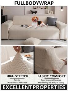 1 Vỏ bọc ghế sofa co giãn Jacquard màu trơn, kiểu dáng phù hợp cho mọi mùa, có thể giặt bằng máy, chống thú cưng và bền, thích hợp cho phòng khách, phòng ngủ, phòng ăn, ngoài trời, ghế sofa 1/2/3/4 chỗ ngồi, bao gồm dải chống trượt - Màu be - Xem 6