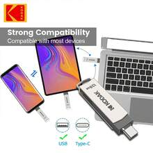 Ổ đĩa flash USB 3.2 Type-C Kodak 256GB 128GB 32GB, thẻ nhớ tốc độ cao đa năng, tương thích với điện thoại thông minh và máy tính xách tay. - Xám - Xem 8