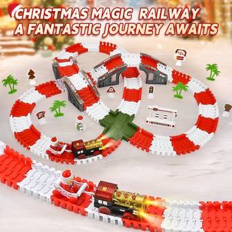 1 件儿童圣诞火车轨道玩具，可更换停车场和赛道，适合儿童日常娱乐、节日礼物、亲子互动