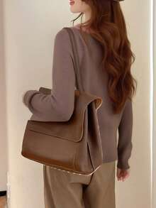 Suéter versátil de cuello en V sencillo para mujer, apto para otoño/invierno