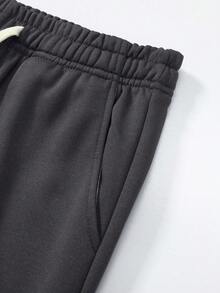 Plus Size Men's Straight Leg Pants, Solid Color, Loose, Versatile, Casual Sports Pants For Spring And Autumn - Dark Grey - View 4