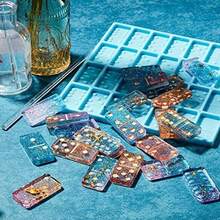 1 pieza Molde de resina para hacer dominó, Molde profesional de resina epoxi para dominó, Juego de molde de dominó de 28 piezas, Molde de silicona durable para hacer colgantes, pasteles y joyería DIY con dominó