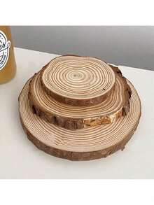 3 Peças Porta-copos de Madeira Natural P/M/G, Suportes de Vela Multiuso, Bases para Xícaras de Cozinha, Fatias de Madeira DIY para Crianças