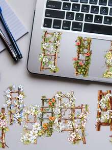 50pcs Flower Ladder Artistic Graffiti Stickers Transparent Waterproof Creative Decoration Phone Case Laptop Guitar Cup Stationery Box DIY Stickers