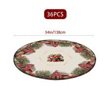 1/36 buc Față de masă rotundă cu imprimeu digital, model vintage cu fructe și casă de la țară, 48 in/54 in, husă de masă elastică de protecție, potrivită pentru utilizare zilnică, mese de terasă interioare/exterioare, decor pentru casă, cadou - Multicolor 02 - Vizualizare 10