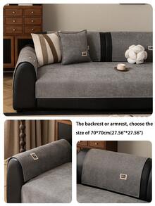 1 件雪尼尔沙发垫套，简约现代风格宠物友好型防脏防滑沙发保护套，春秋防猫抓沙发套适用于 L 型组合沙发和 1/2/3/4 座沙发（单独出售） - 深灰色 - 查看 6