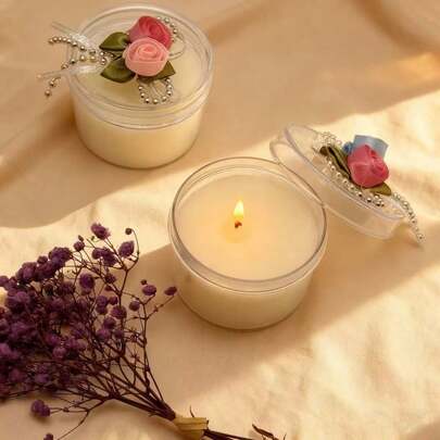 1/3/5 Stücke Blumen Schleife Aromatherapie Kerzen, Acryl Box Set, Hochzeitsgeschenk, Hochzeitsbegleitung Geschenk, Geburtstagsgeschenk, Beste Party Essentials Kerzen Geschenkbox, Hochzeitsgefallen, Wohnzimmer Dekoration Ornamente, Haus Dekoration Ornamente, Heim Ornamente, Heim Geburtstags Dekoration, Schlafzimmer Dekoration, Haus Dekoration, Geburtstags Geschenk, Raum Dekoration