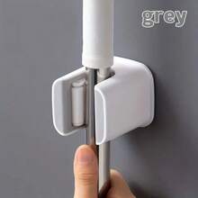 1pc Or 3pcs White & Blue Wall-Mounted Mop And Broom Organizer - Heavy-Duty Plastic Space-Saving Storage Rack With 1/3 Slots, No-Drill Installation, Tool-Free Mounting For Laundry Room, Bathroom, Closet - Durable Mop Holder With Suction Cup Or Adhesive Brackets, Easy To Clean, Scratch-Resistant (Compatible With Mops, Brooms, Vacuum Cleaners), Utility Racks