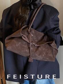 1 chiếc túi xách nữ có dây đeo trang trí dung tích lớn, túi tote thời trang, khóa từ, thích hợp cho bé gái, quý cô, sinh viên đại học, chuyên gia trẻ, tuyệt vời cho công việc, kinh doanh, đi làm, đi học - Cà phê - Xem 9