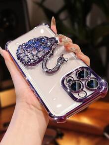 Ốp điện thoại mạ điện trong suốt màu tím sang trọng năm 2025, giá đỡ hình thiên nga sáng tạo, đính đá lấp lánh, phong cách Y2K, chống sốc, ốp bảo vệ silicon mềm thời trang mùa hè mới, tương thích với iPhone 16/16E/15/14/13/12/11/X/XS/XR/8/7 Plus/Pro/Max/Mini, Galaxy S24/S25 Ultra. Honor, Reno. Dành cho nữ, phiên bản quốc tế, không phải phiên bản nội địa. - Màu tím - Xem 4