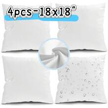 Tomnk Set Of 4/6 White Square Throw Pillows, Couch Pillow, Soft Polyester Fabric, Plush Texture, Ideal For Bed & Couch, Adds Comfort & Modern Style, Decorative Accent Cushions - trắng - Xem 2
