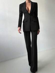 Women's Autumn/Winter Suit Jacket And Pants 2 Pieces Set