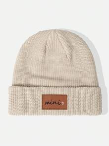 1pc Mini Tag & Ingot Embroidered Knit Beanie Hat, Y2K Style Kids Outdoor Casual Versatile Winter Cold Weather Hat, Suitable For Daily Wear - Knitted Hat - View 6