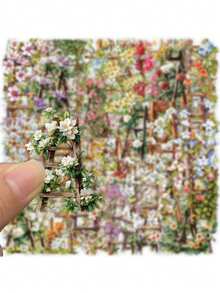 50pcs Flower Ladder Artistic Graffiti Stickers Transparent Waterproof Creative Decoration Phone Case Laptop Guitar Cup Stationery Box DIY Stickers