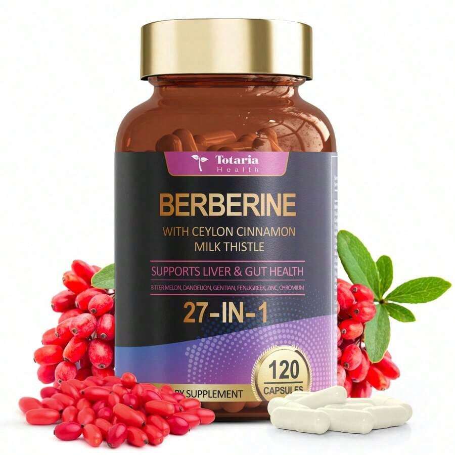 Berberine Capsules With Ceylon Cinnamon, Milk Thistle - 120 Caps - Unflavored - 查看 1
