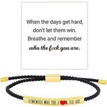 Pulsera de tubo Let Them para mujer, pulsera de motivación de autoestima, ajustable, cuerda trenzada hecha a mano, pulsera grabada, de acero inoxidable para mi hija, joyería inspiradora regalo para - Recordar corazón negro y oro - Ver 9