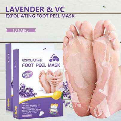 10pairs Lavender Exfoliating Foot Mask Removes Dry Skin And Calluses, Moisturizes Dry Feet, Deeply Cleanses, Is Gentle And Non-Irritating, And Is Suitable For Dry, Rough, And Chapped Skin, Suitable For Both Men And Women