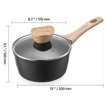 Pentola antiaderente da 1,42 L con coperchio in vetro temperato, pentola per zuppa e verdure con manico rimovibile, pentola per latte e verdure in lega di alluminio, nera - nero - Visualizzare 10