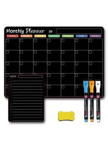 Magnetic Erasable Refrigerator Calendar, Monthly Meal Planner And Today's Menu Whiteboard, 2pcs Fridge Chalkboard, Suitable For Kitchen Office, Includes 3 Marker Pens And 1 Eraser