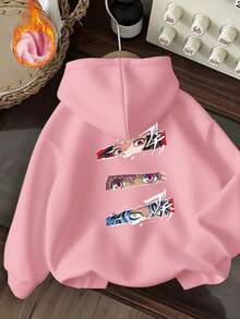 Áo nỉ rộng rãi bằng cotton lót lông cừu ấm áp, in hình hoạt hình bắt mắt dành cho nữ, mềm mại và thoải mái, thích hợp cho thời tiết lạnh, phong cách Y2K, phù hợp cho Ngày Valentine, lễ hội, tiệc tùng, bãi biển, đám cưới, phòng tập thể dục, thanh lịch, kỳ nghỉ - Hồng - Xem 4