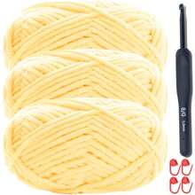Bộ 3 sợi len ấm 150g, bao gồm dụng cụ đan và bút đánh dấu màu, len dày vừa tự làm thủ công, cuộn len Ice 50g/50m, dùng để đan khăn quàng cổ, giày dép, khăn choàng, áo len, búp bê, v.v. (Bút đánh dấu màu ngẫu nhiên) - Nhiều màu - Xem 37