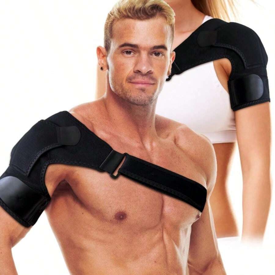Correa ajustable de soporte para el hombro con estabilización del manguito rotador, compresión de alta resistencia para atletas y uso diario para soporte de hombro y espalda - Negro - Ver 1
