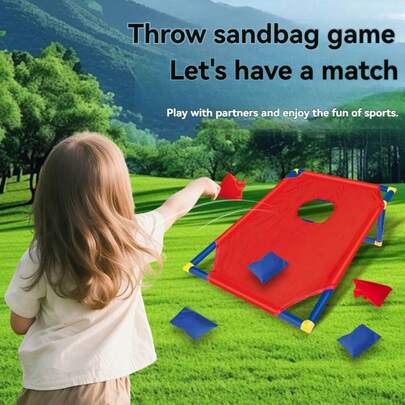 Juego de lanzamiento de sacos de frijoles portátil para niños de 3 a 12 años, con marco de PVC, juego interactivo de varios jugadores para el jardín o la playa, adecuado como regalo de cumpleaños para niños y niñas (color del accesorio aleatorio)