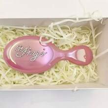 Pearlescent Macaron Color Customized Name Mini Air Cushion Small Comb With Rhinestones, English, Portable Massage Brush, ,Colorful,Cute,Adorable,Funny,Kawaii,Y2K,Stylish,Unisex,Casual,Custom,Personalized,Unique,Customized,Ideal Gifts For Him,Ideal Gifts For Her,Her,Boyfriend,Girlfriend,Family,Friends,Delicate Romance,For Office,For School,For Classroom,For Teacher Gifts,For University,For Colleague,For Dorm Rooms,Vacay Vibe Au - Multicolor - View 11