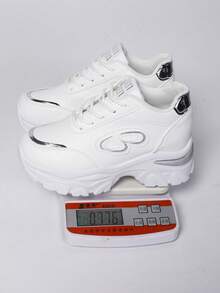 Plus Size Women's 35-42 Spring/Autumn New Chunky Sneakers, Mesh Breathable Platform High-Top Casual Shoes, Lightweight Versatile Fashion Sneakers, Lace-Up, White, Gold, Silver, Green, Casual Running Shoes