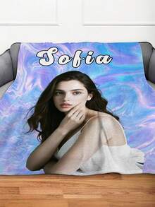 1 Bed With Customized Name Blanket, Personalized Bedding Blanket With Name, Personalized Throwing Blanket, Cute Flower Bookshelf Blanket, Comfortable Blanket, Family Gift, Birthday Gift, Christmas Gift, Personalized Gift, Gift For Friends, Gift For Boys And Girls