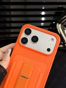 1 件新款时尚多功能皮革卡夹钱包保护套，带可折叠支架，适用于 Apple 13/14/15/16/17 Pro Max - 橘色 - 查看 8