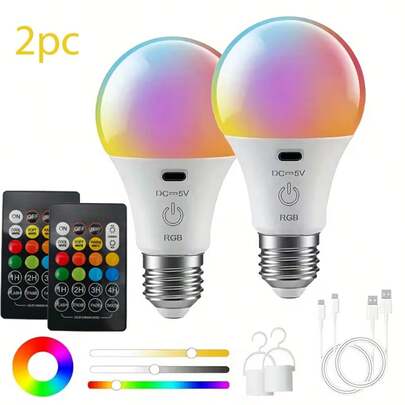 1/2/3개 리모컨이 있는 스마트 LED 색상 변경 전구, E27/E26 베이스, 4가지 조명 모드 및 16가지 색상 옵션, 크리스마스, 결혼식, 바, 침실, 거실, 서재, 파티, 스튜디오, 협탁, 장식 벽 램프, 카페 및 소매 디스플레이용 디밍 가능 RGB 전구