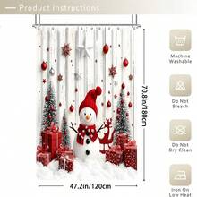 1/3/4pcs Snowflake Snowman Christmas Shower Curtain Bathroom Set ,Waterproof And Wear-Resistant Accessories,With 12 Hooks - Includes Toilet Seat Cover, Bath Mats, And Rugs - Non-Slip Polyester Fabric - Washable - Perfect For Holiday Decor,Home/Bedroom/House/Western Decor, - Multicolor - View 18