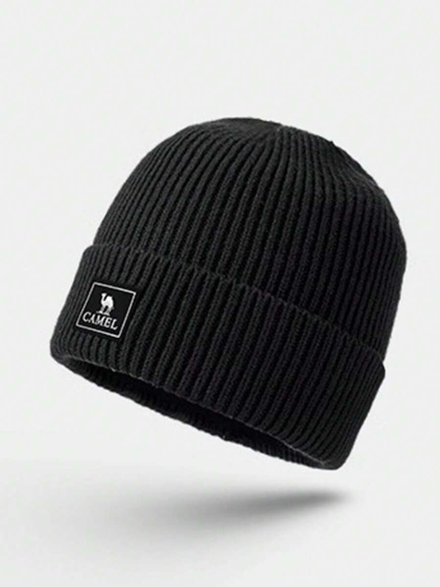 CAMEL CROWN 骆驼色中国红新年配饰红色针织帽女士毛线帽大头巾护头帽 - 黑色 - 查看 1