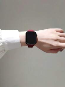 1条硅胶表带，兼容 42mm、38mm、40mm、41mm、44mm、45mm、46mm、49mm，时尚智能手表替换表带，适用于Series Ultra2、Ultra SE2、SE 11、10、9、8、7、6、5、4、3、2、1，男女通用，是理想的返校礼物 - 酒紅色 - 查看 3