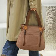 JLCH Women's Shoulder Bag, Tote Bag, Large Capacity Canvas Bag, Suitable For Work Commute, Durable And Practical, Classic Minimalist Casual Design, Versatile, Zipper Pocket Handbag, Fabric Bag (Tote Bag, Shoulder Bag, Crossbody Bag, Women's Bag, Large Capacity Bag)