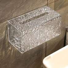 Soporte de caja de pañuelos faciales para pared, dispensador de caja de pañuelos, soporte de pared de cocina compatible con toallas faciales desechables y otros papeles de servilleta, ondulación de - Rectángulo - Ver 9