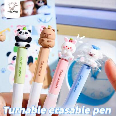 2pcs Erasable Animal Shaped Ballpoint Pens - 0.5mm Blue Ink, Smooth Writing, No Ink Residue, Suitable For Sketching, Drafting, Office & Back To School Supplies, Paper Material, Cute Pens, School Stationery, Lively Design, No Ink Residue (OPP Bag)