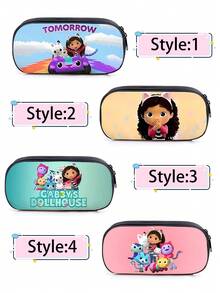 Gabby's Dollhouse Thème de la maison de poupée de Gabby - Nouvelle trousse à crayons imprimée de dessins animés, trousse à crayons rose de sac à dos de dessin animé pour les élèves du primaire, grande trousse à crayons mignonne de dessin animé, convient pour la rentrée scolaire, Halloween, Thanksgiving, Noël et les fêtes comme cadeau pour les amis et la famille