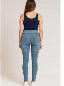 Pantalon tipo colombiano de maternidad pansa alta, botín para ajustar y tela muy estrecha - Azul Marino - Ver 2