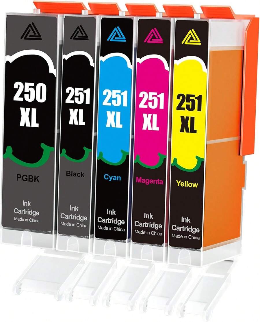 Gagalay Compatible Ink Cartridges Replacement For Canon 250 251 XL PGI-250XL CLI-251XL To Use With PIXMA MX922 MX920 IX6820 MG5520 MG7520 IP8720 MG6620 MG6320 MG7120 (5 Pack),23715263 - Black - View 1